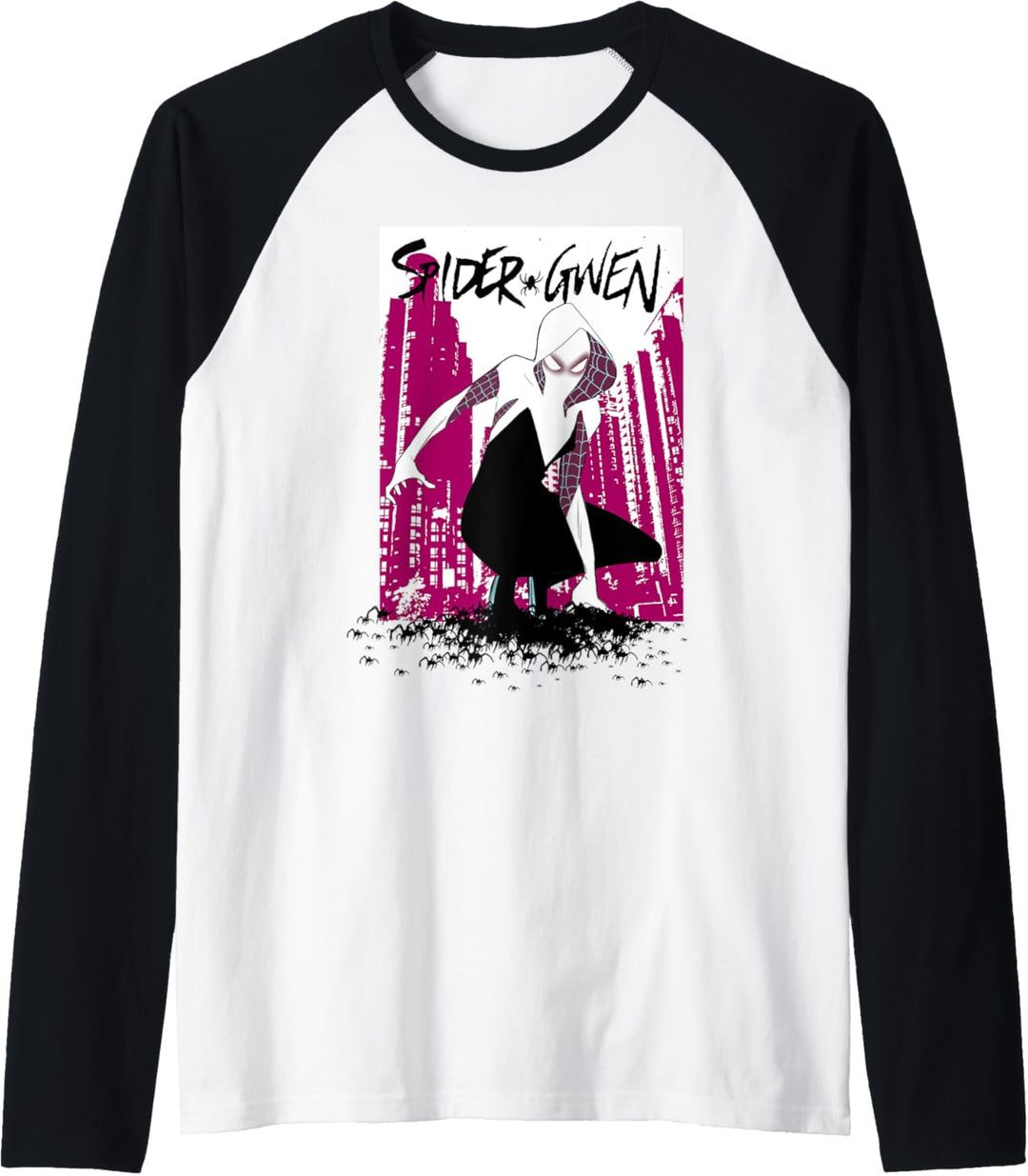 Marvel Spider-Gwen Pink City Crouching Portrait Raglan