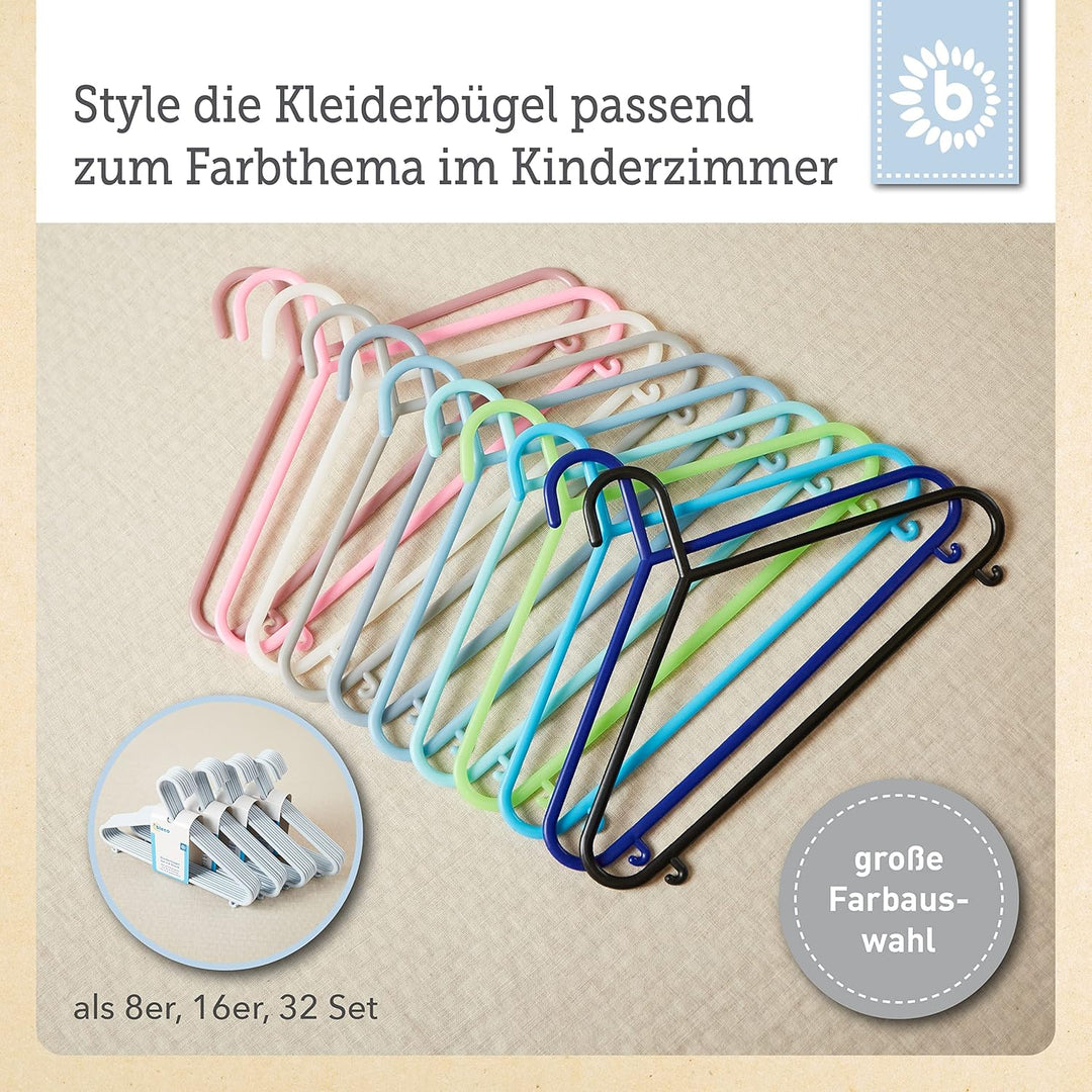 Bieco Kleiderbügel Kinder 32 St. Eisblau | Länge ca 30 cm | Baby Kleiderbügel | Kunststoff Kleiderbü