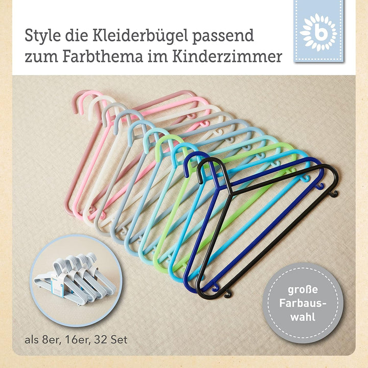 Bieco Kleiderbügel Kinder 32 St. Eisblau | Länge ca 30 cm | Baby Kleiderbügel | Kunststoff Kleiderbü