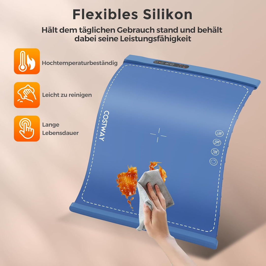 COSTWAY Elektrische Wärmematte Silikon für Lebensmittel, Rollbare Warmhalteplatte, Speisewärmer mit
