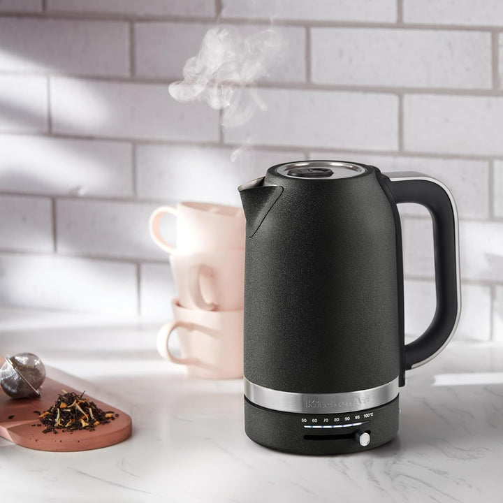 KitchenAid 5KEK1701EBK Wasserkocher 1,7 L mit digitaler Temperatureinstellung (50°C-100°C), Warmhalt