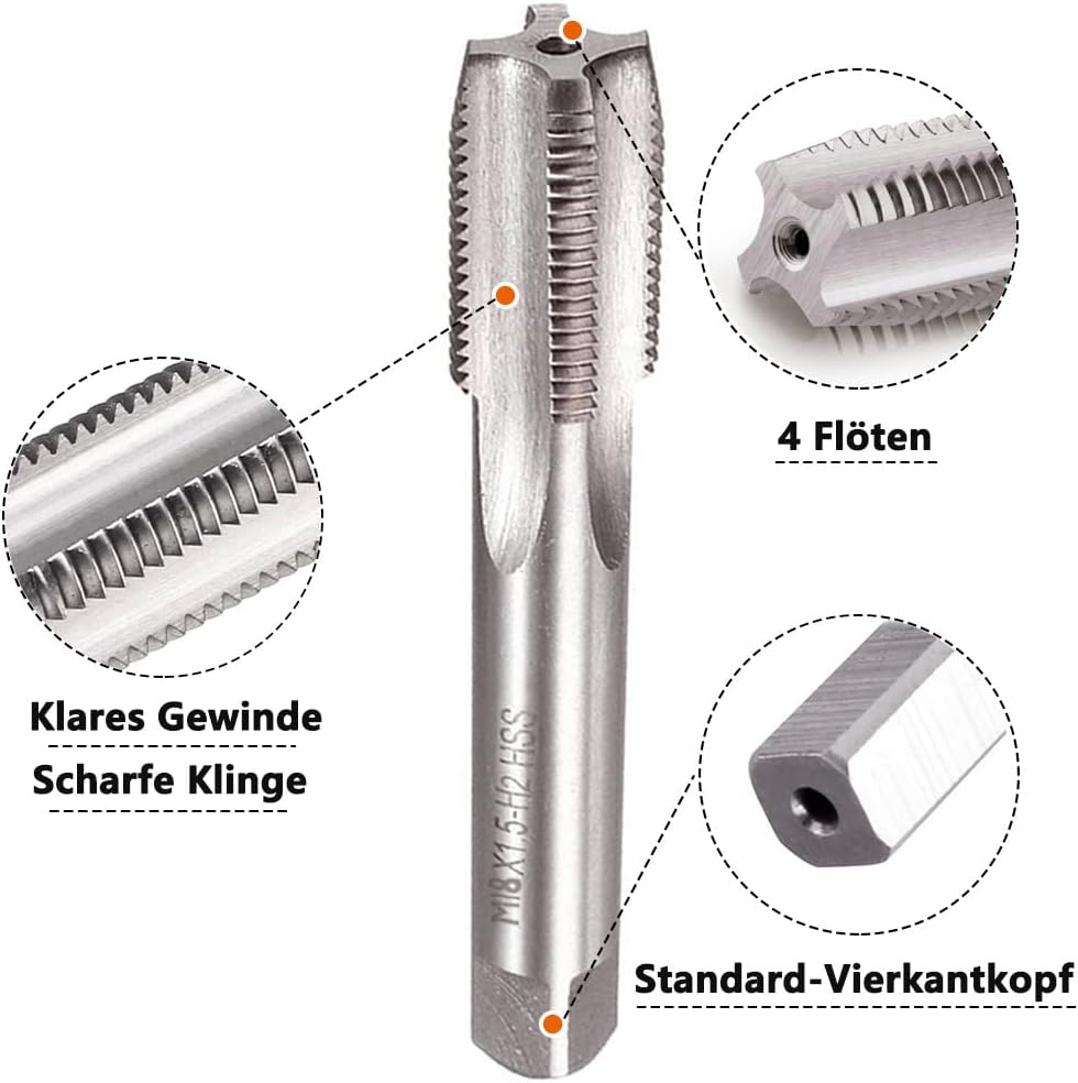 Saipor M18 X 1,5 Metrisch Gewindeschneid und Gewindeschneideisen M18 X 1,5mm HSS Gewindebohrer und S