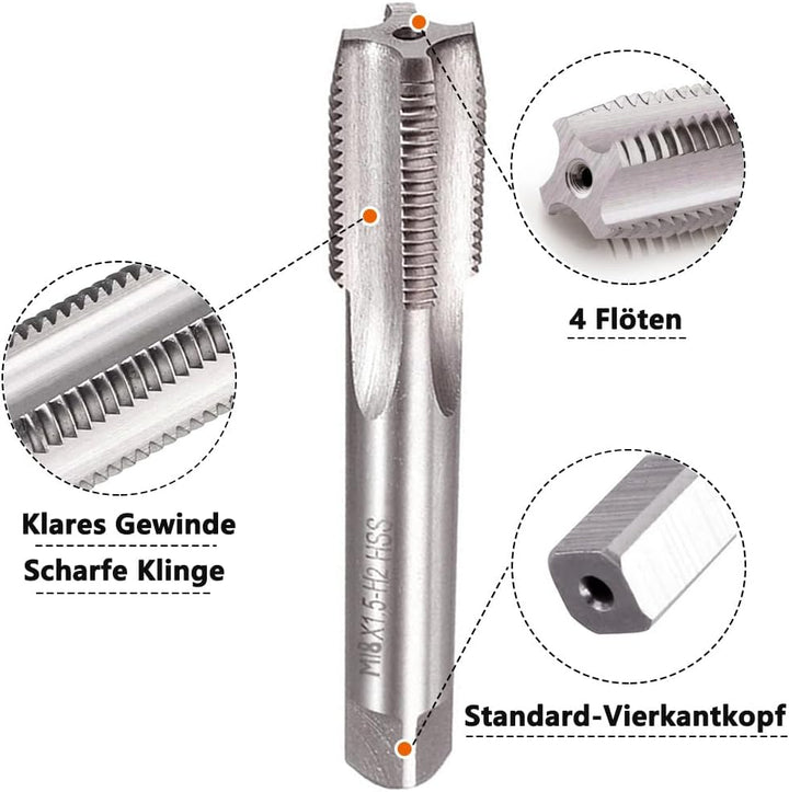Saipor M18 X 1,5 Metrisch Gewindeschneid und Gewindeschneideisen M18 X 1,5mm HSS Gewindebohrer und S