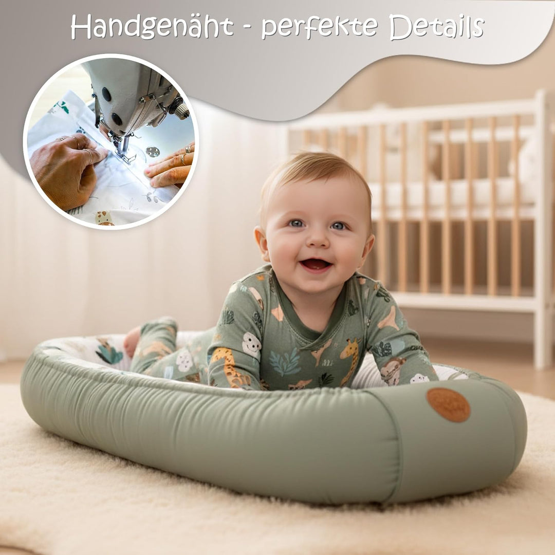 Babynest Kokon Neugeborene 90 x 50 cm - Handmade Kuschelnest Baby Nestchen aus Baumwolle Sternchen G