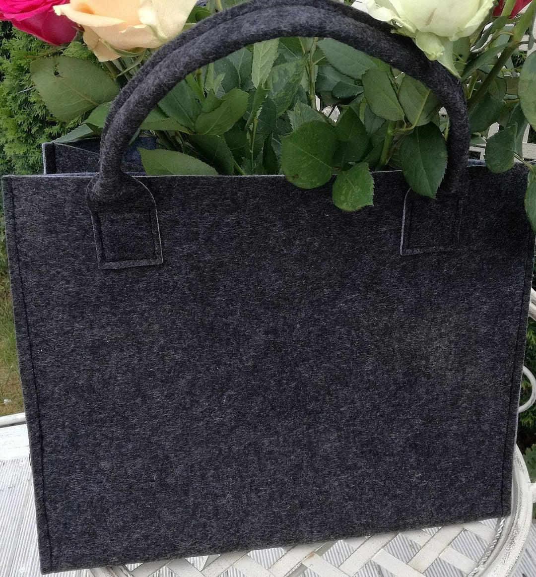 LaFiore24 Hochwertige Filztasche Einkaufstasche Festival Grau-hellgrau, Grau-hellgrau