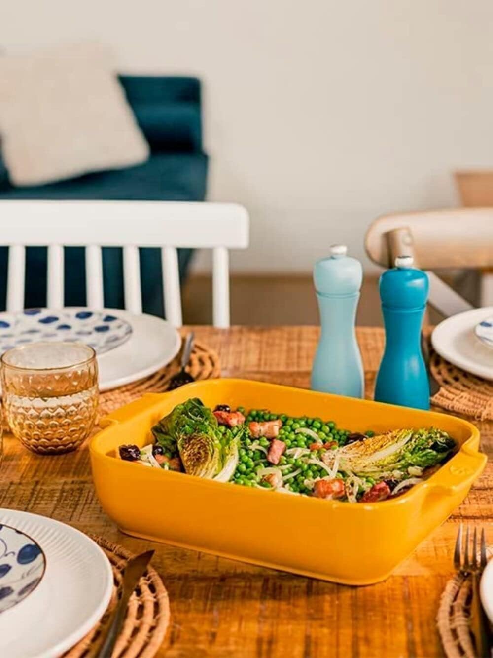 PEUGEOT - Quadratische Auflaufform aus Keramik - 28 cm (inkl. Griffe) x 23,7 cm x 7,2 cm - Fassungsv