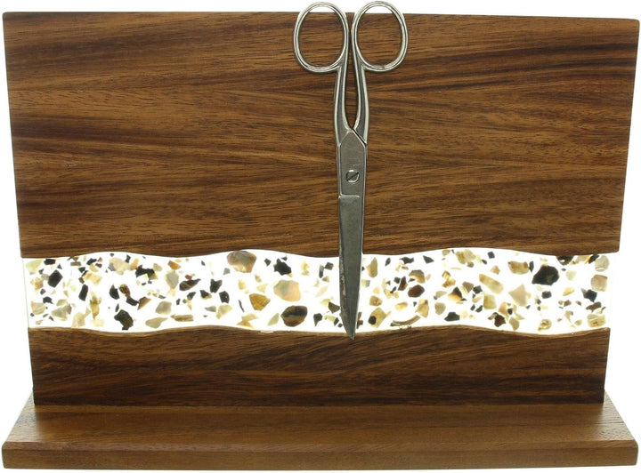Dekoleidenschaft Messerblock magnetisch "Muscheln" Magnet-Messerhalter aus Holz (Akzazie), Epoxy & M