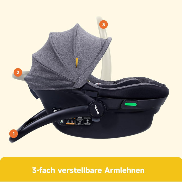 Jovikids Babyschale, Stufenlos verstellbare Liegeposition, Gruppe 0/0+ (40-87 cm) Baby Autositz mit