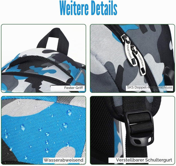 YAMTION Rucksack Jungen Teenager,Schulrucksack mit USB-Ladeanschluss und 15.6 Zoll Laptopfach für Sc