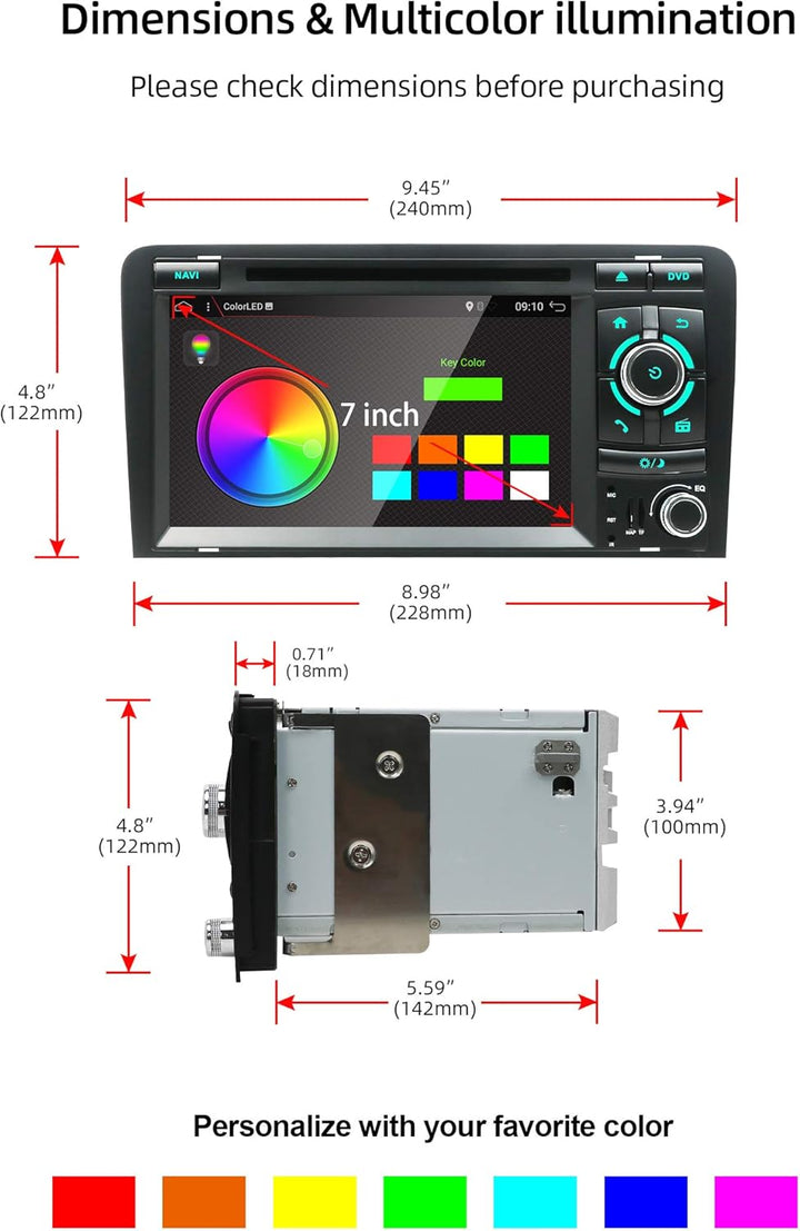 JOYX Android 10 Autoradio Passt für A3 2003-2011 In Dash Navigation | Rückfahrkamera Canbus Exteral