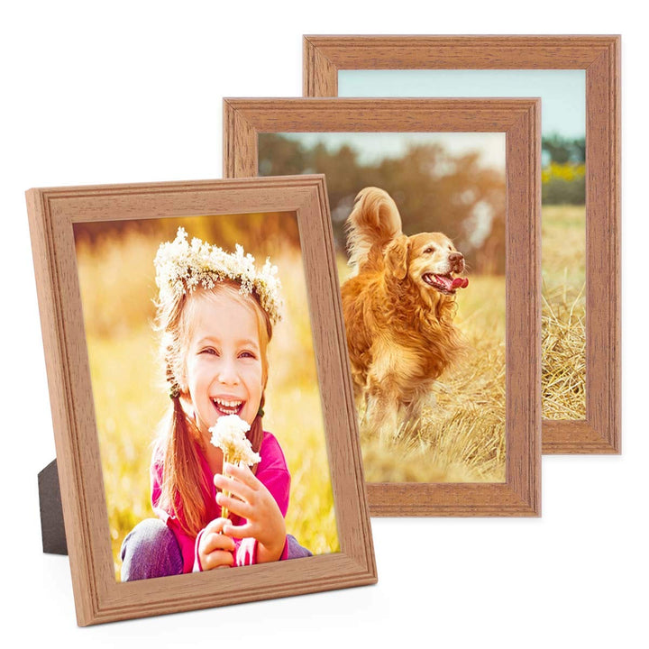 PHOTOLINI Bilderrahmen 13x18 cm Holz Eiche-Optik Landhaus-Stil, 3er Set Holz-Rahmen, Made in Germany