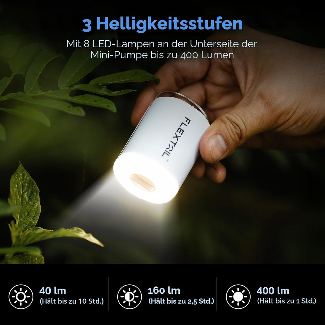 FLEXTAILGEAR Tiny PUMP2 X, Elektrische Luftpumpe mit 1300mAh Akku, Tragbare Kompakte Mini Pumpe USB
