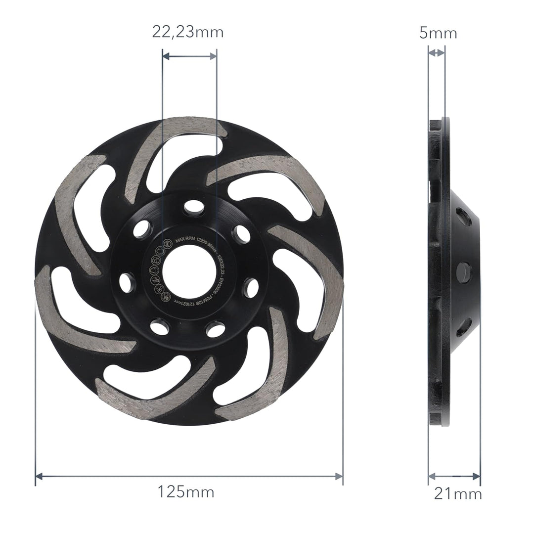 PRODIAMANT Diamant-Schleiftopf 125mm ST10 grobe Körnung für Flex Kleber, Fliesenkleber, Beton, Estri