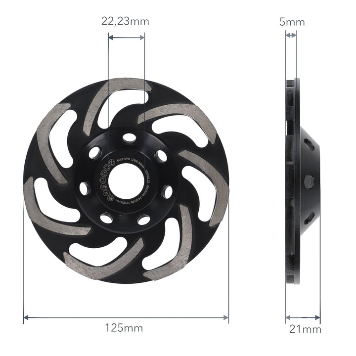 PRODIAMANT Diamant-Schleiftopf 125mm ST10 grobe Körnung für Flex Kleber, Fliesenkleber, Beton, Estri