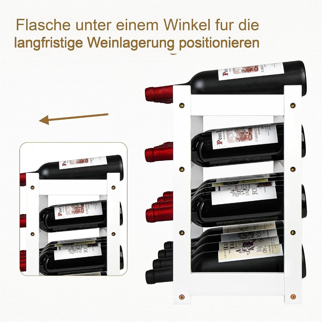 VASMIA Weinregal, 4 Etagen Bambus Flaschenregal für Arbeitsplatte, Stabiler und Langlebiger Weinaufb