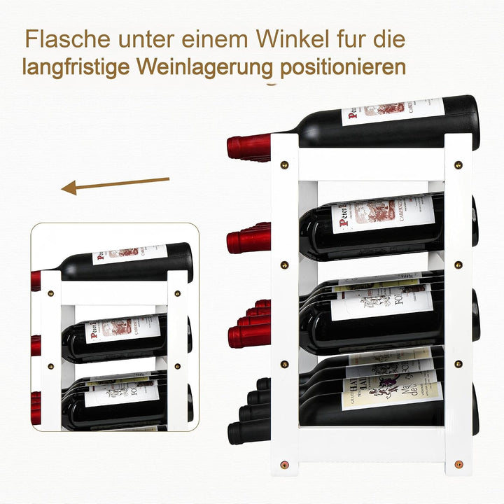 VASMIA Weinregal, 4 Etagen Bambus Flaschenregal für Arbeitsplatte, Stabiler und Langlebiger Weinaufb