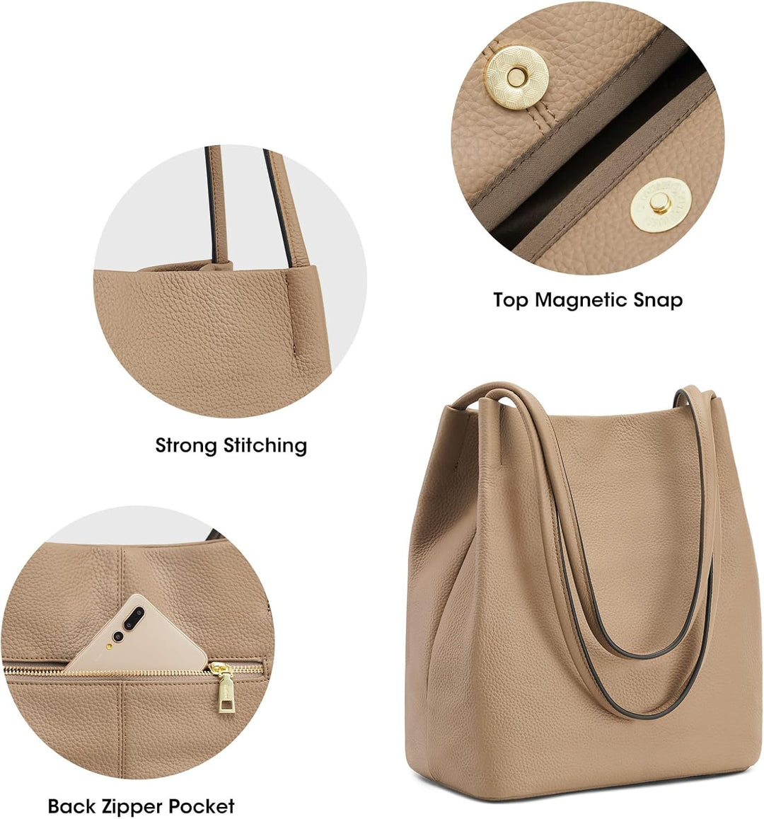 Kattee Damen Handtaschen und Tragetaschen aus weichem Echtleder Schultertasche mit magnetischem Druc