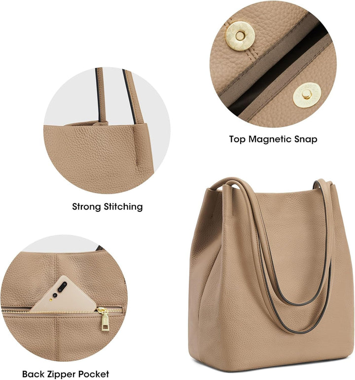 Kattee Damen Handtaschen und Tragetaschen aus weichem Echtleder Schultertasche mit magnetischem Druc