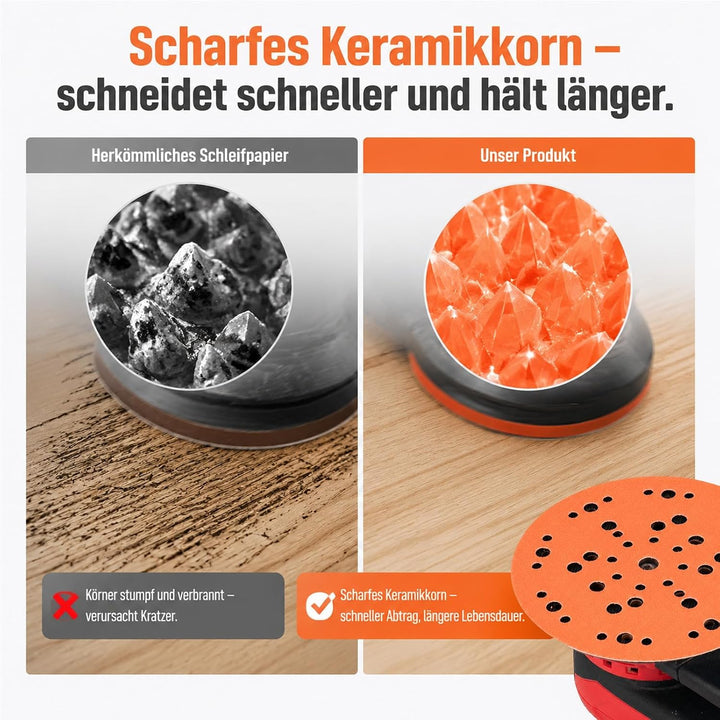 50x Orange Schleifpapier 150mm Klett 47-Loch K320 Für Auto/Holz 320.0, 320.0
