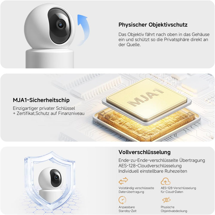 XIAOMI C301 Überwachungskamera Innen WLAN 360°, 2K-Auflösung, Schutz der Privatsphäre, Farb-Nachtsic