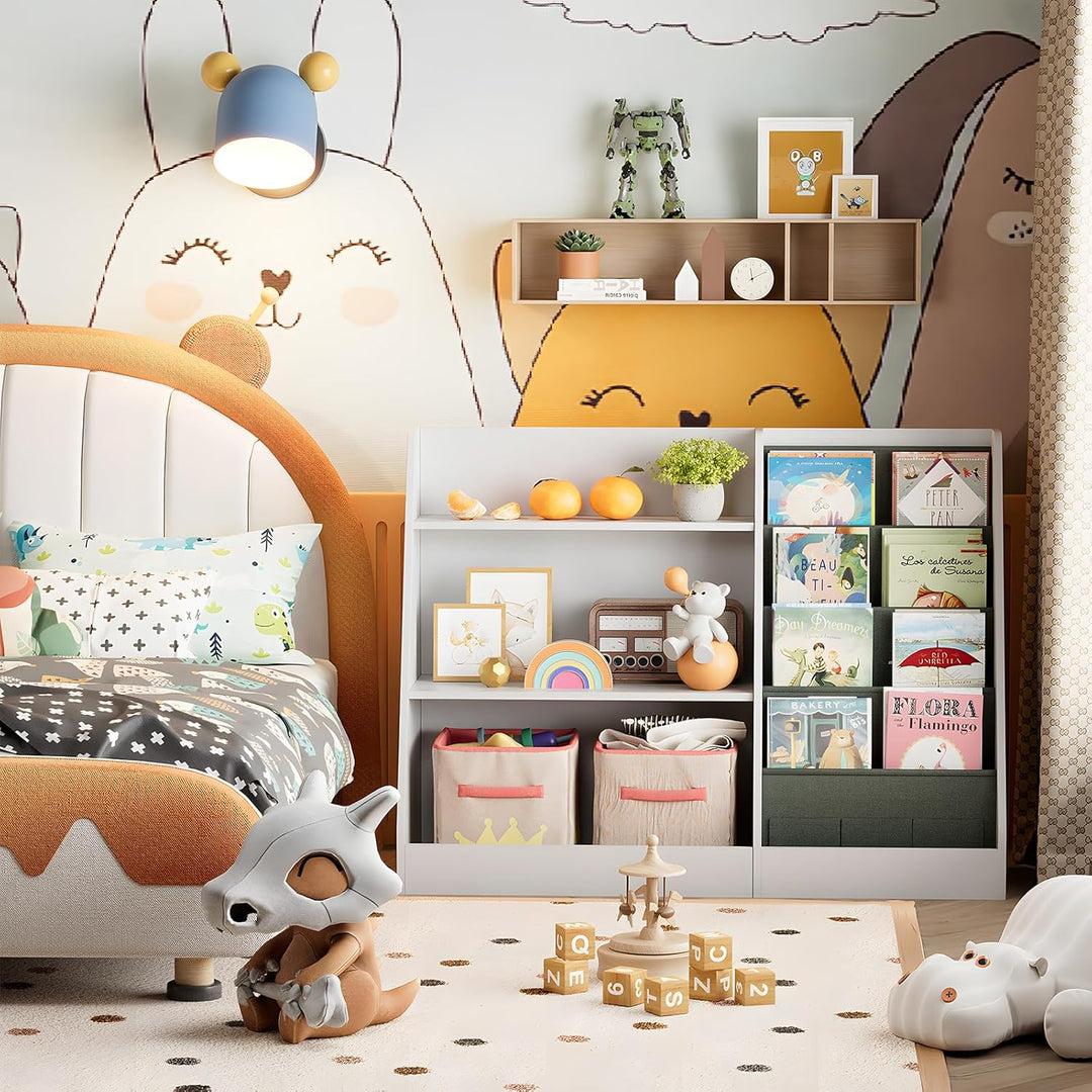 Kinderregal, Bücherregal für Kinder, Kinderzimmerregal, Bücherregal Aufbewahrungsregal mit 4 Ablage