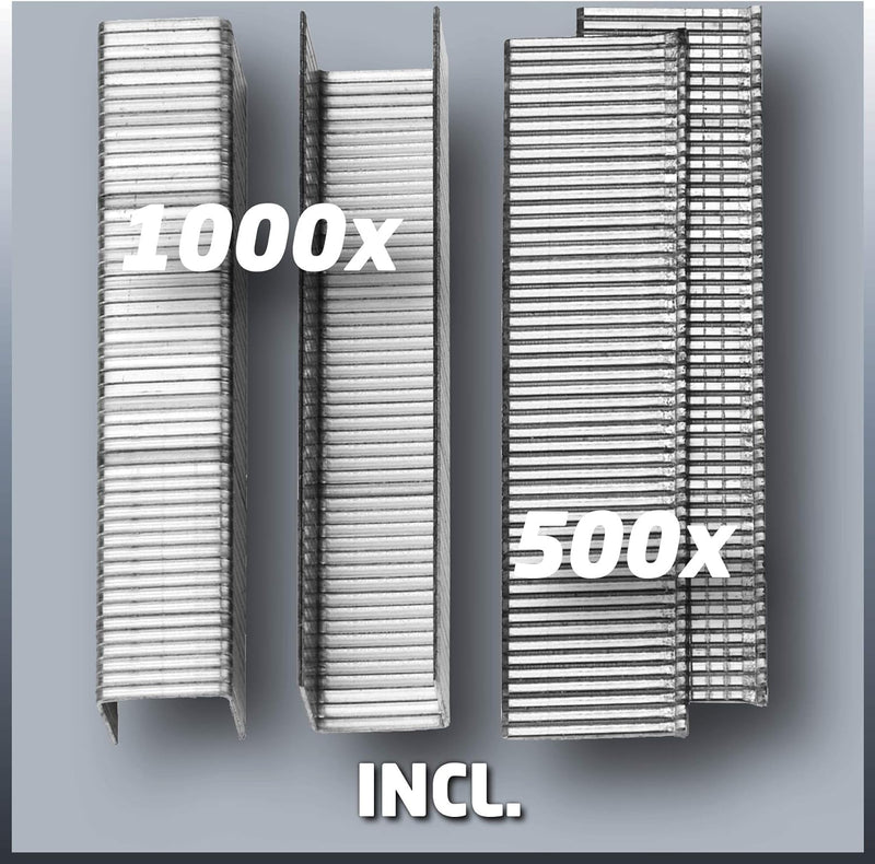 Einhell Elektrotacker TC-EN 20 E (für Klammern Typ 53, Nägel Typ 47, elektronische Schlagkraftvorwah