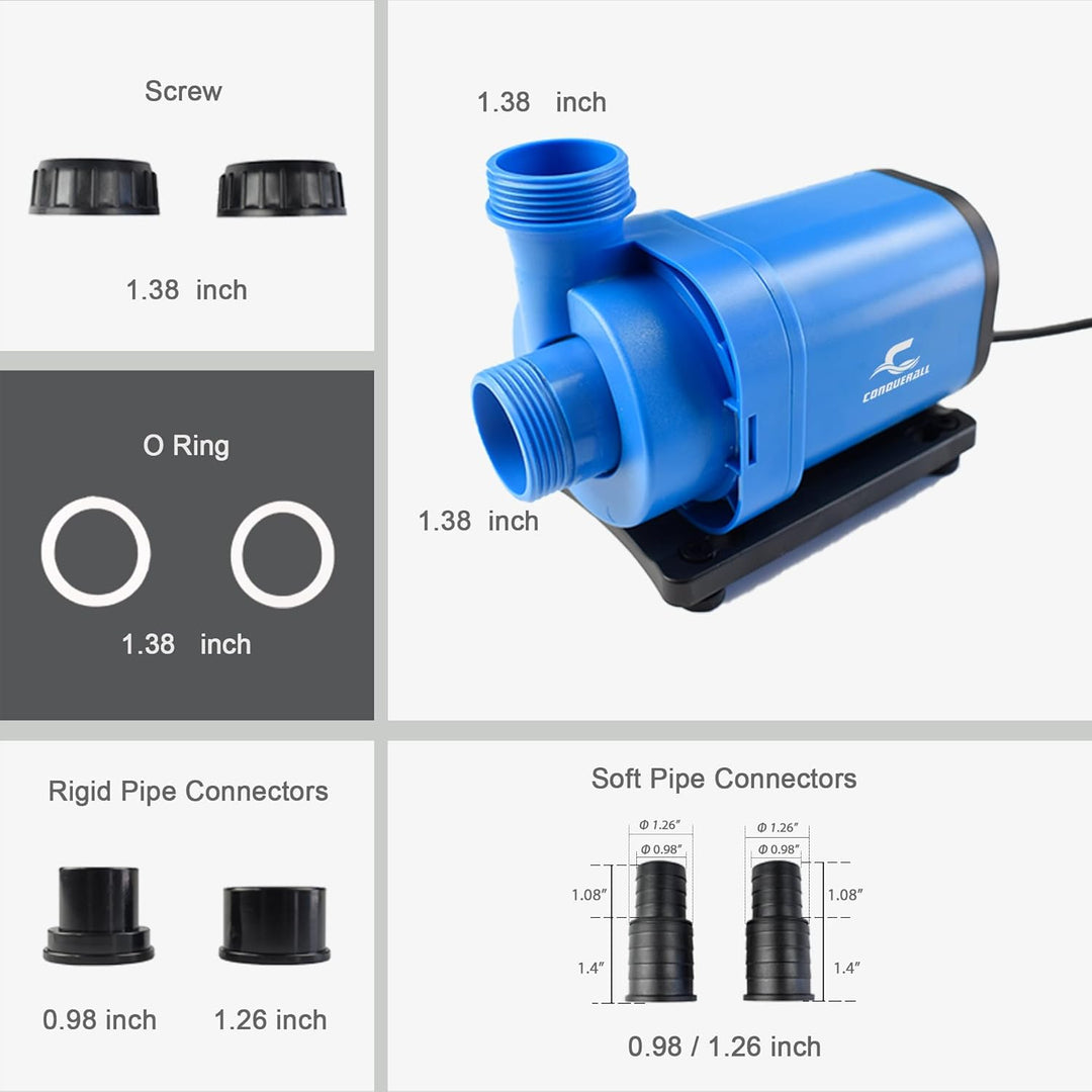 CONQUERALL 80W 2630GPH Wasserpumpe 24V DC Tauchpumpe Sinuswellen Technologie Grosser Durchfluss und
