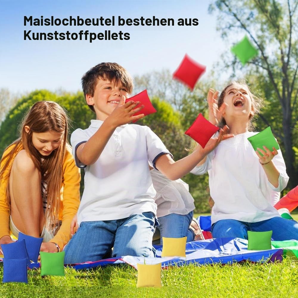 Bohnensäckchen, 12 Stück-Set 7x7cm Cornhole Säckchen, Wurfsäckchen, Sitzsäcke Werfen Outdoor Wurfspi