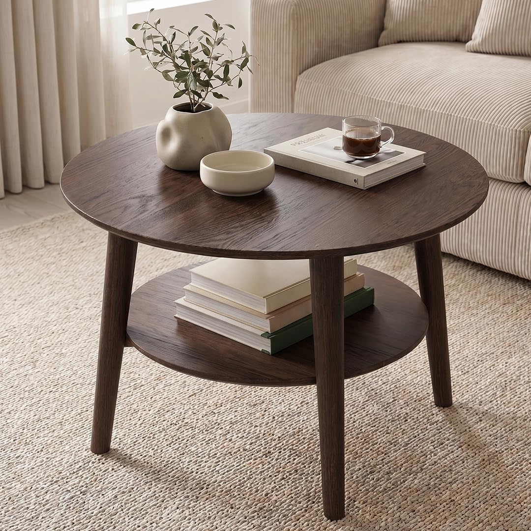 skølm Mjölnir Couchtisch rund – Wohnzimmertisch Holz – Hochwertiger Beistelltisch für Wohnzimmer – C