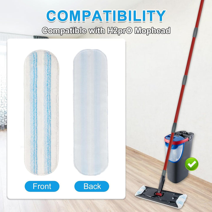 4 Stück Mikrofaser Ersatzbezug Kompatibel mit Vileda H2PrO Bodenwischer,Mikrofaser Bezug für Flachwi
