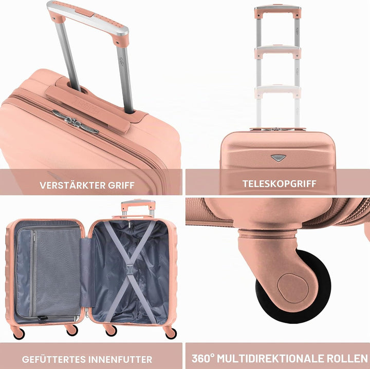 Flight Knight Leichte 4-Rad-ABS-Hartschalenkoffer Handgepack, zugelassen fur uber 30 Fluggesellschaf