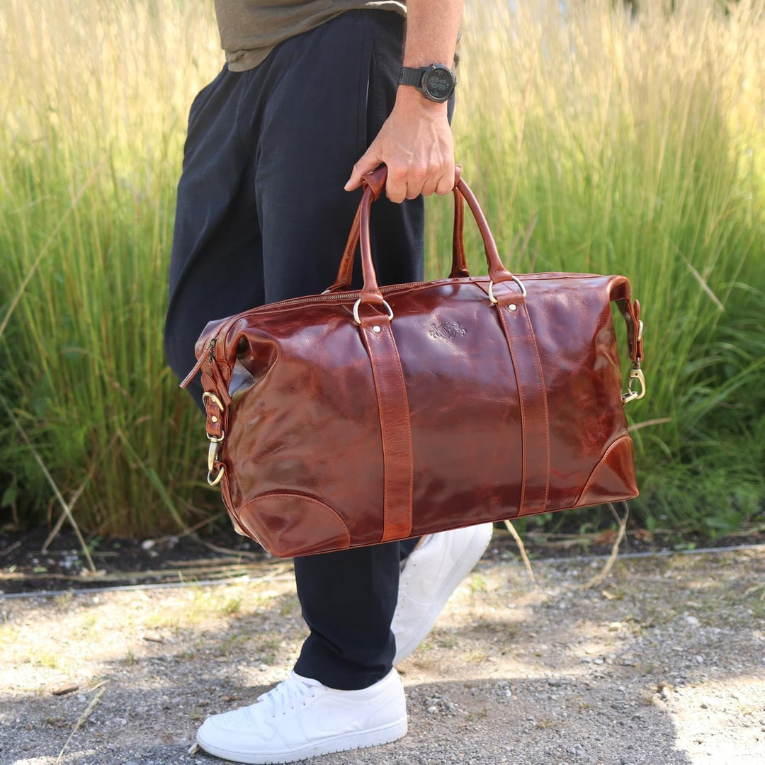 SID &amp; VAIN XL Reisetasche Austin aus Büffel-Leder I Sporttasche gross für Herren und Damen I Weekend