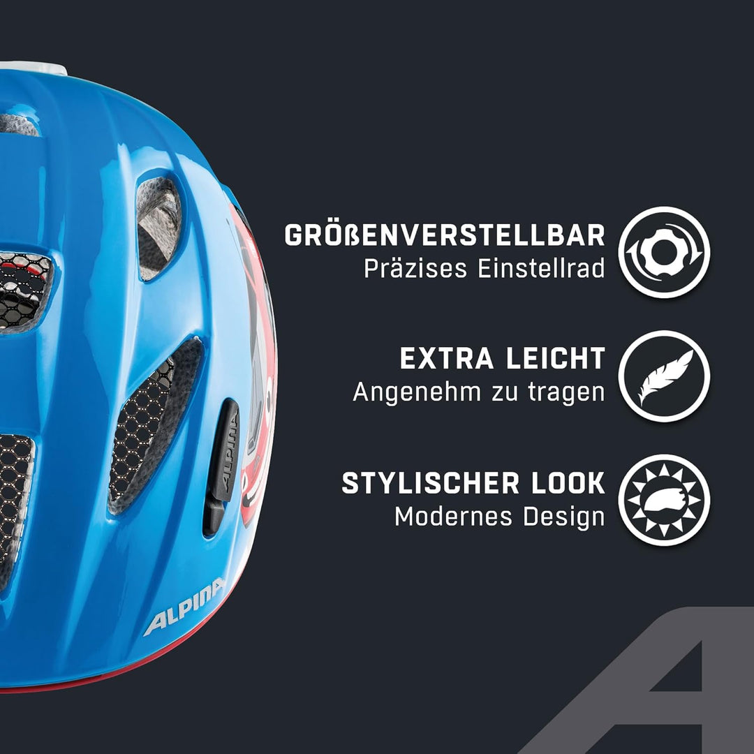 ALPINA XIMO FLASH - Beleuchteter, Reflektierender, Leichter & Anpassbarer LED Fahrradhelm Für Kinder
