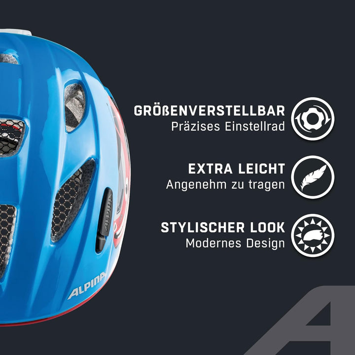 ALPINA XIMO FLASH - Beleuchteter, Reflektierender, Leichter & Anpassbarer LED Fahrradhelm Für Kinder