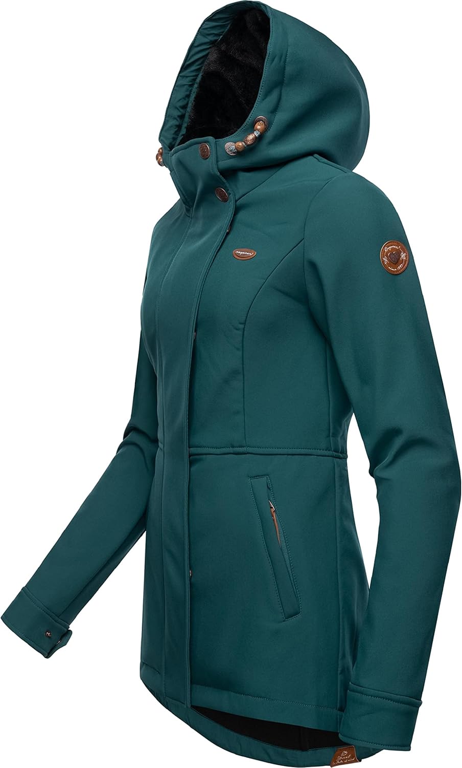 Ragwear Damen Übergangsjacke Softshelljacke wasserdicht atmungsaktiv mit Kapuze Yba XS-6XL L Dark Gr