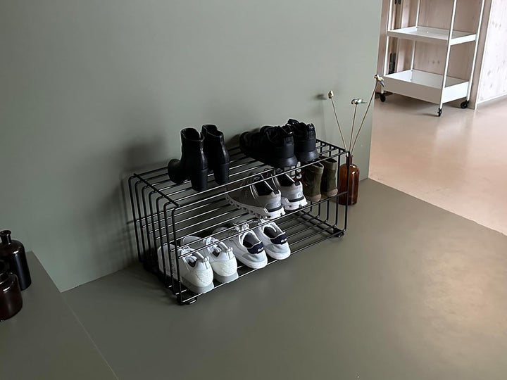 Elegantes Schuhregal Metall (Graphitschwarz) „RODL 2“ – Moderne Schuhaufbewahrung Schuhablage im ele