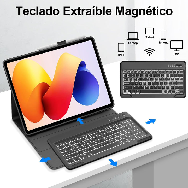 FOGARI Tastatur für Redmi Pad 2 Pro 30,5 cm (12,1 Zoll) 2025, mit spanischer Tastatur, mit Bluetooth