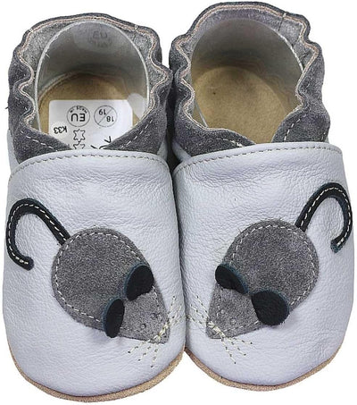HOBEA-Germany Krabbelschuhe für Jungs und Mädchen in verschiedenen Designs 24/25 EU Maus Grau, 24/25