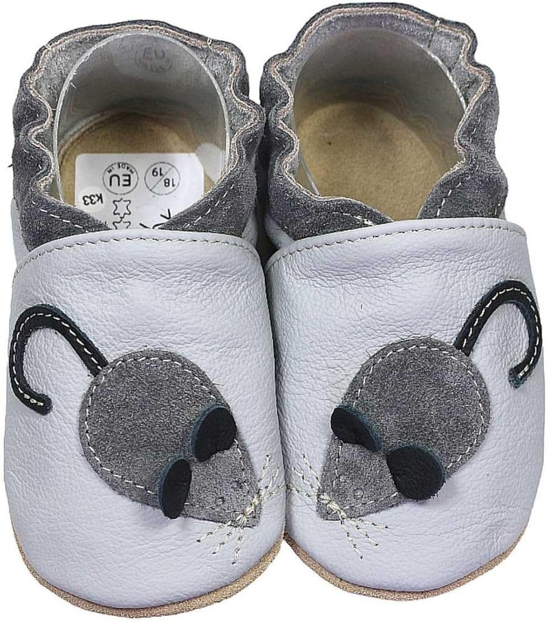 HOBEA-Germany Krabbelschuhe für Jungs und Mädchen in verschiedenen Designs 24/25 EU Maus Grau, 24/25
