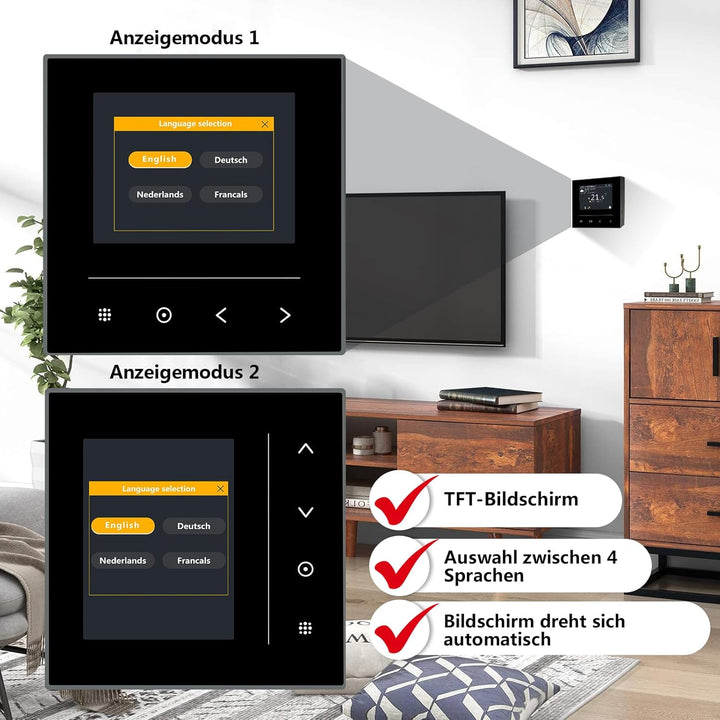 KETOTEK Smart Thermostat für Wasser Fussbodenheizung 3A, Digital Programmierbar Raumthermostat Kompa