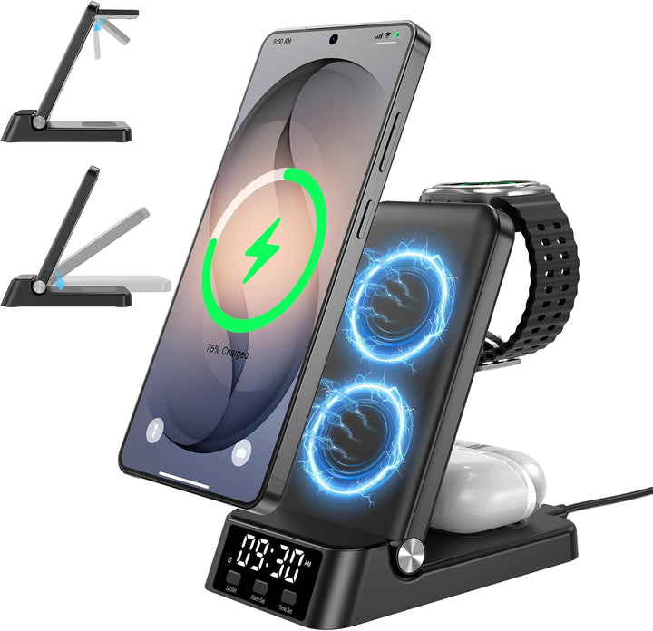 Induktive Ladestation für Samsung,4-in-1 Wireless Charger für Galaxy | S26/S25 Ultra/S24 Ultra/Z Fli