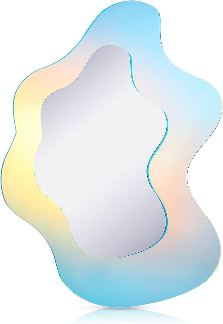Gewellter Acryl-Spiegel, Regenbogenfarben, unregelmässig, ästhetisch, gewellt, rahmenlos, amorph, Re