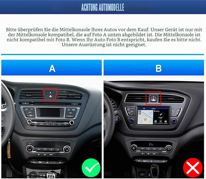 CAMECHO 2+64G Android 13 Navi Autoradio für Hyundai i20 2015-2018 mit 9 Zoll Touchscreen mit HD Rück