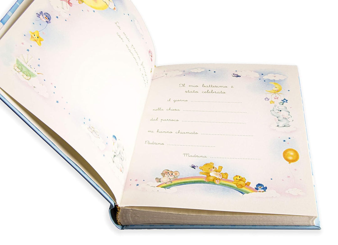 Fotoalbum, Himmelblau, Geburt für Kinder, mit Tagebuch, 23 x 30 cm, 56 weisse Seiten und 4 personali