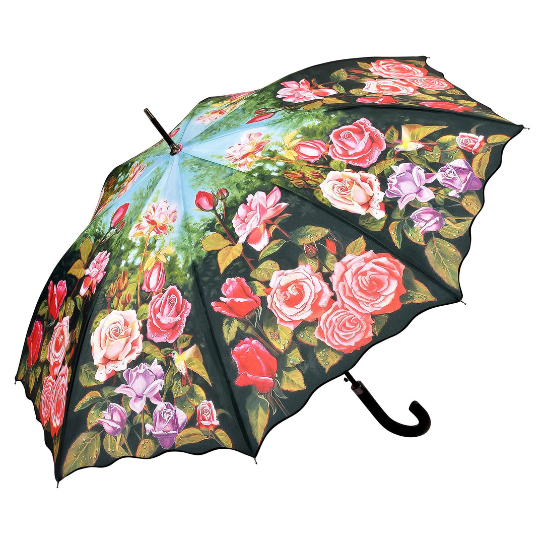 VON LILIENFELD Regenschirm Rosen Garten Auf-Automatik Windfest Damen Stabil Stockschirm Blumen