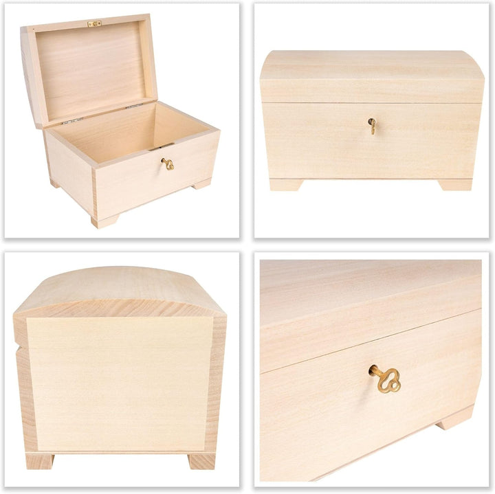 Creative Deco Grosse Holzkiste Schatztruhe mit Deckel, Schloss und Schlüssel für Schmuck-Stücke | 20
