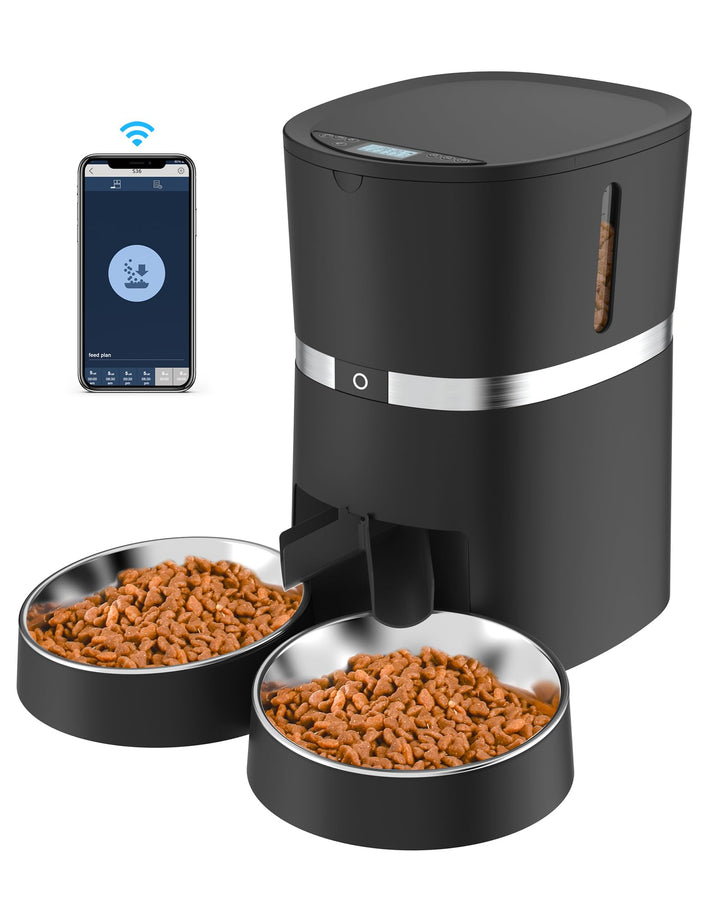 WellToBe Smart Futterautomat Katze &amp; Hund, WiFi Automatischer Futterspender für 2 Katze, Pet Feeder