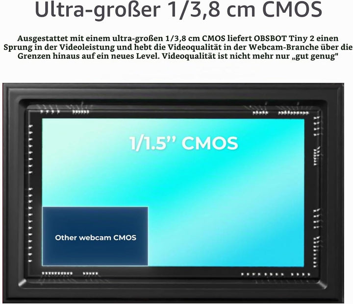 OBSBOT Tiny 2 AI-betriebene PTZ 4K Webcam 1/1,5" CMOS 4X schnellere Fokussierung USB 3.0 10x schnell
