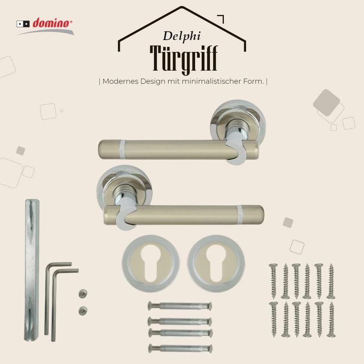 domino Türgriff DELPHI-R M6/M9 PZ-Profilzylinder Drückergarnitur für Zimmertüren Türdrücker-Set Rose