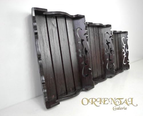 Oriental Galerie 3 er Set Serviertablett Betttablett Tablett Teak Holz